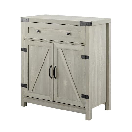 Walker Edison Stone Gray Farmhouse Barn Door Accent Cabinet